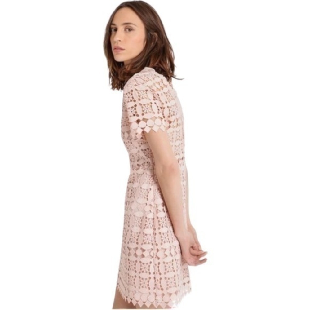 Sandro Manureva Blush Pink Crochet Lace Mini Dress Size 1 or Small - Picture 7 of 9